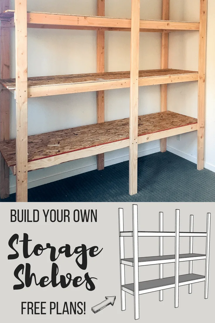 Giant DIY shelves. Use 2x4s, plywood, and pocket hole…