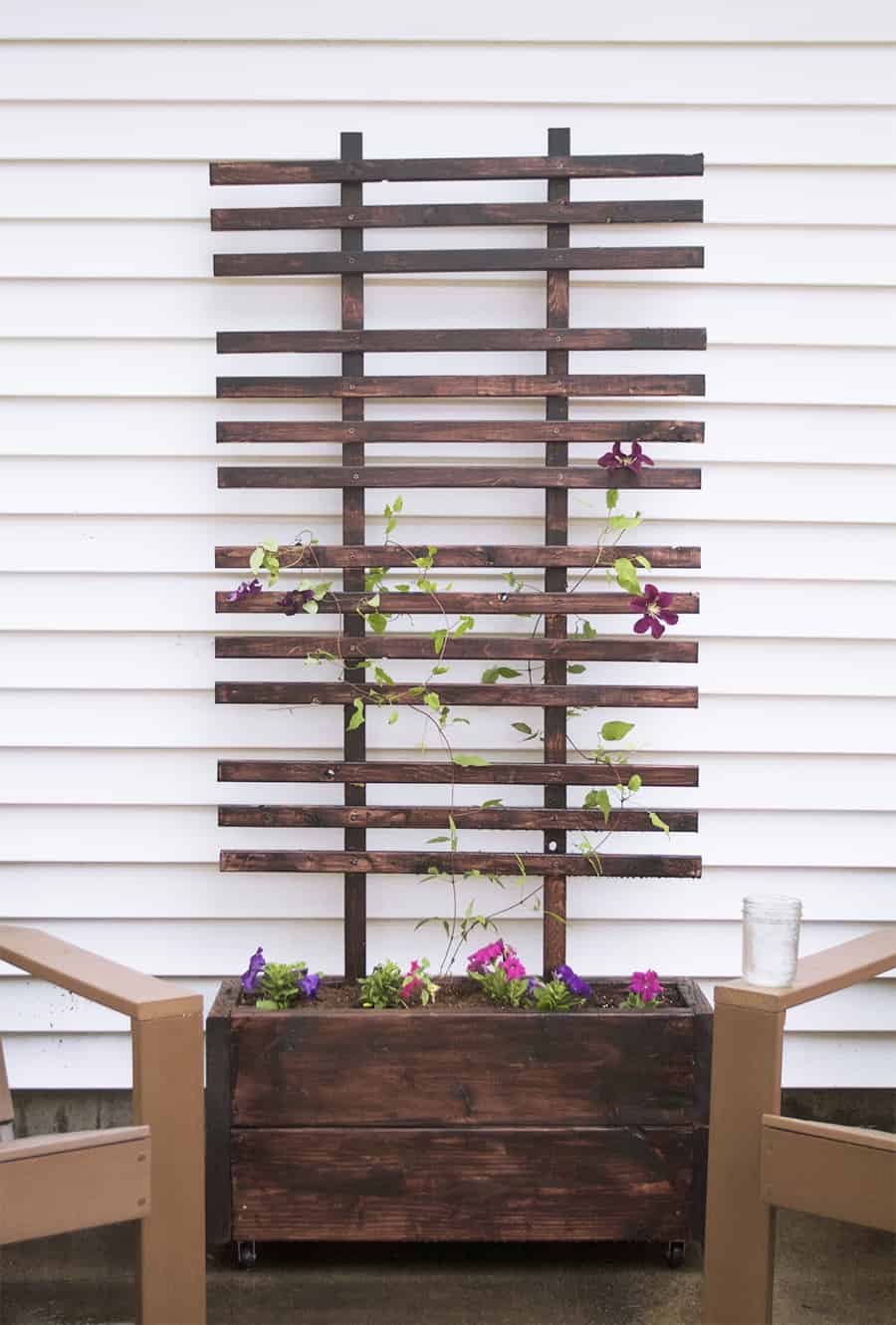 DIY trellis with planter box