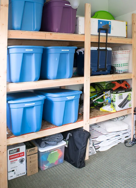 DIY Shelves for Garage Bin Organization