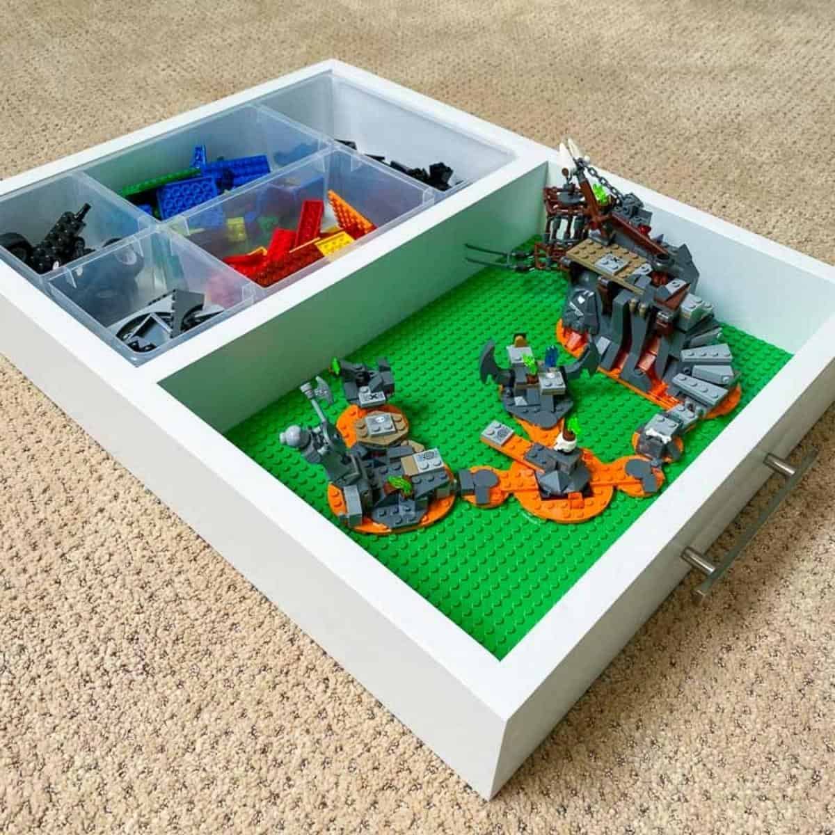 LEGO Sorting Box to Go Travel Case Organizing Dividers Green