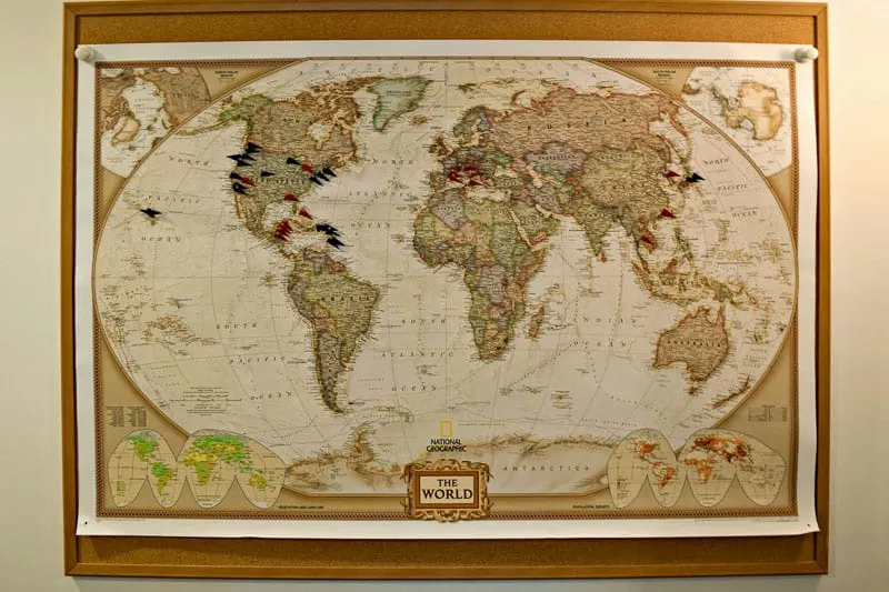 World Map Push Pin Board, High Quality