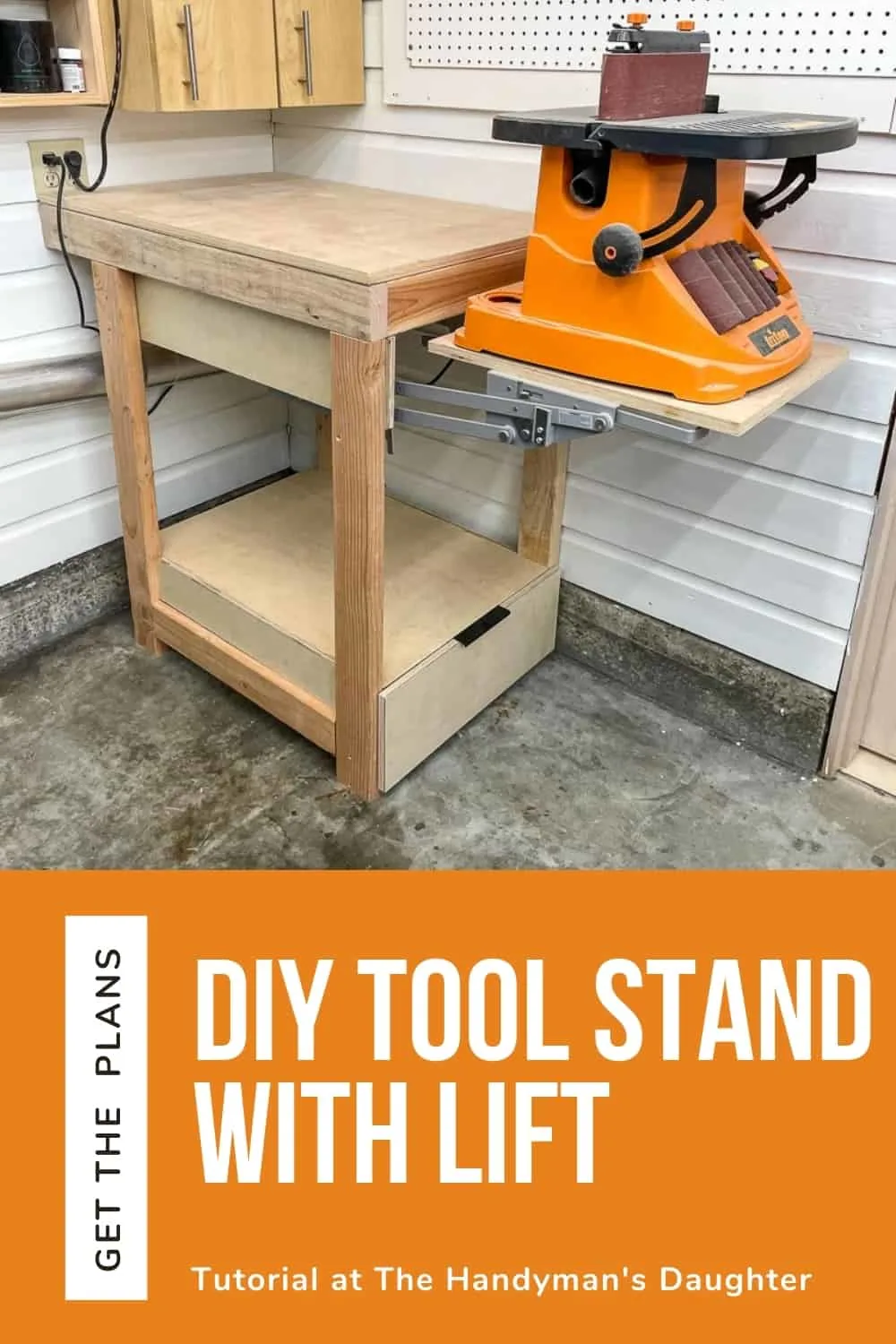 DIY Tool Stand with Sander Lift - The Handyman's Daughter