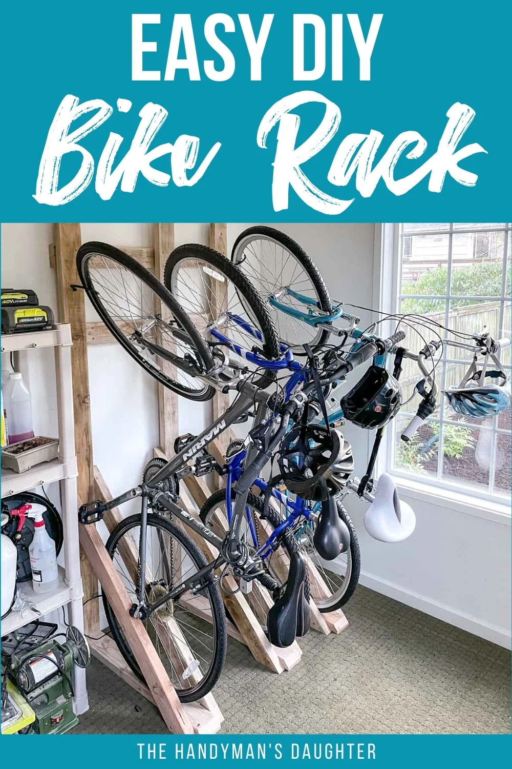 Easy DIY Wooden Wall Mount Bike Rack - The Handyman's Daughter