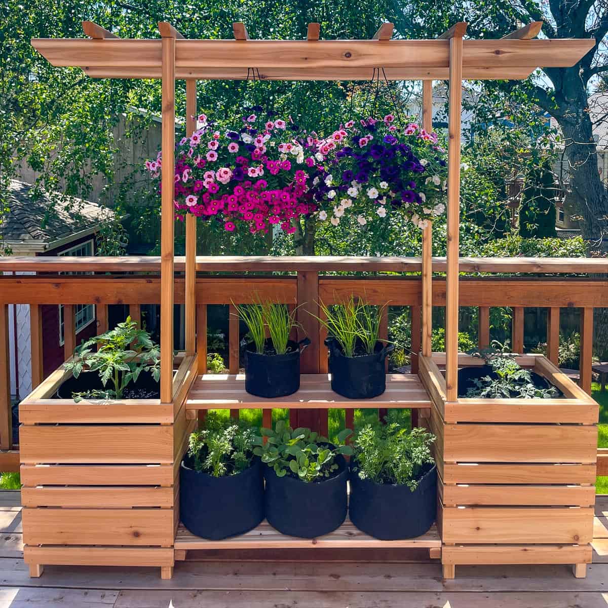 DIY Outdoor Plant Stand with Arbor - The Handyman's Daughter