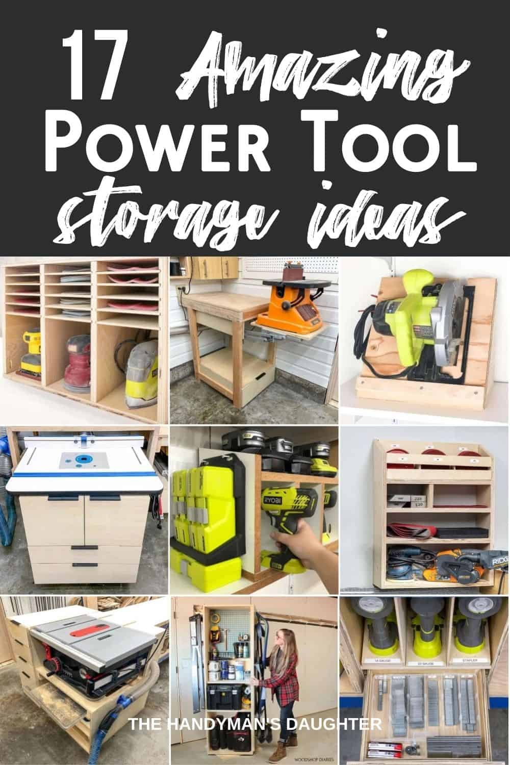 Power Tool Organizer Garage Storage Organization Shelving Tool Holder Drill  Rack Shelf Rolling Cart Open Tool Chest Cabinet Box Organizer with Wheels