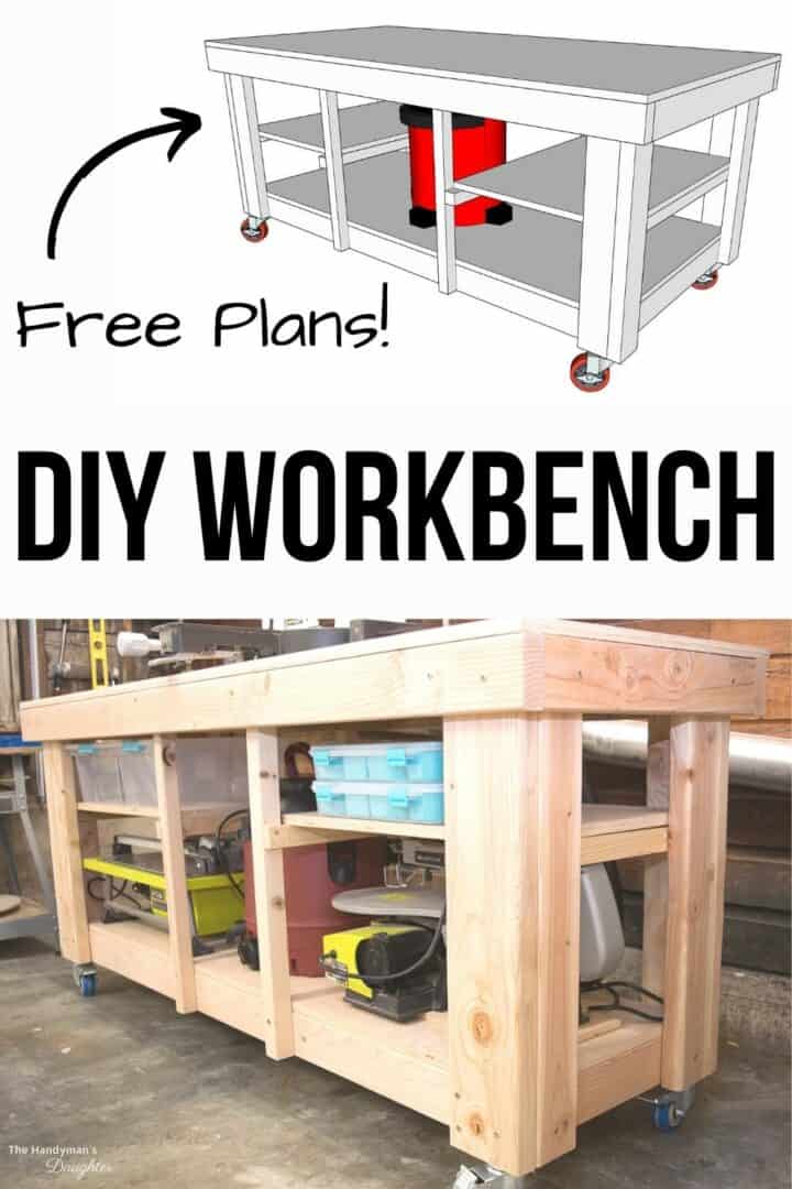 Easy DIY 2x4 Workbench with Storage - The Handyman's Daughter