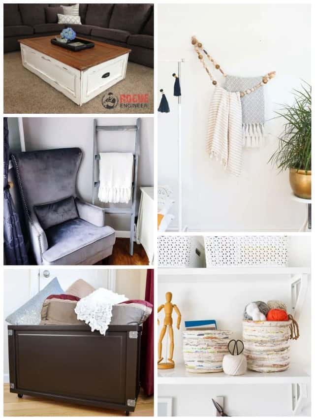 Living room blanket online storage ideas