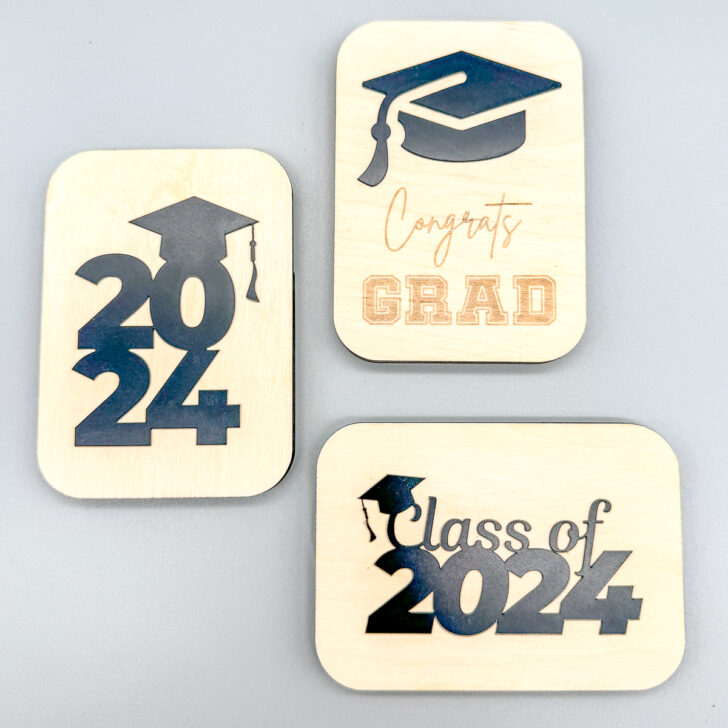 three graduation themed DIY gift card holders