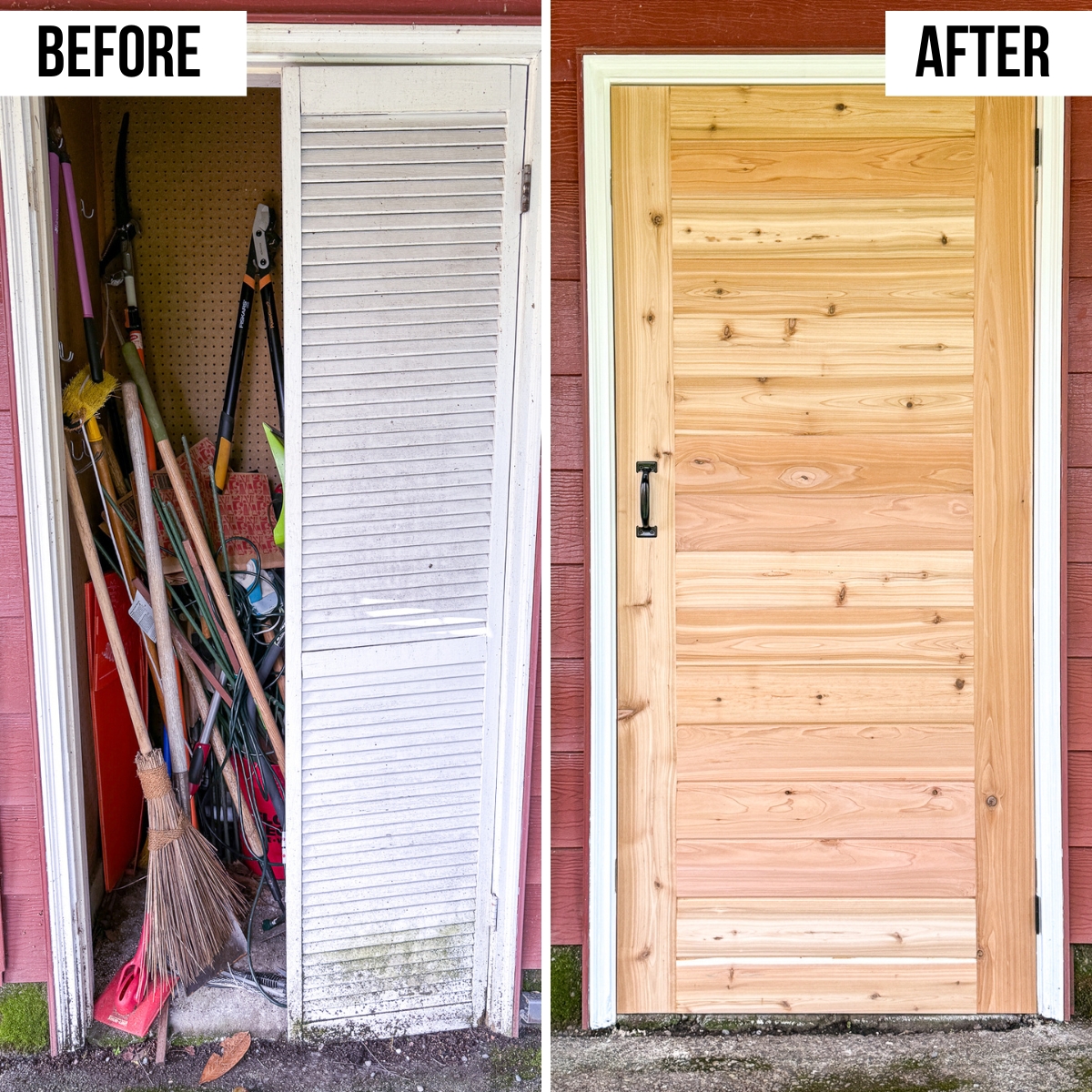 before and after shed door