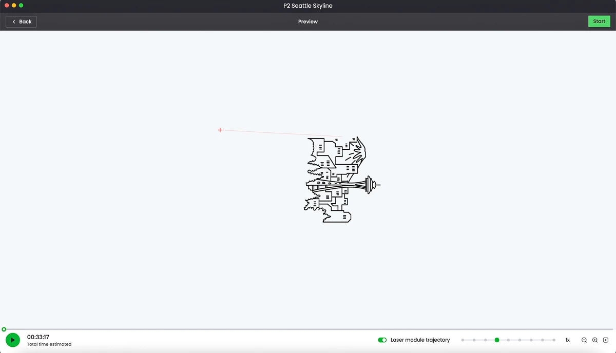 estimated engraving time for screen