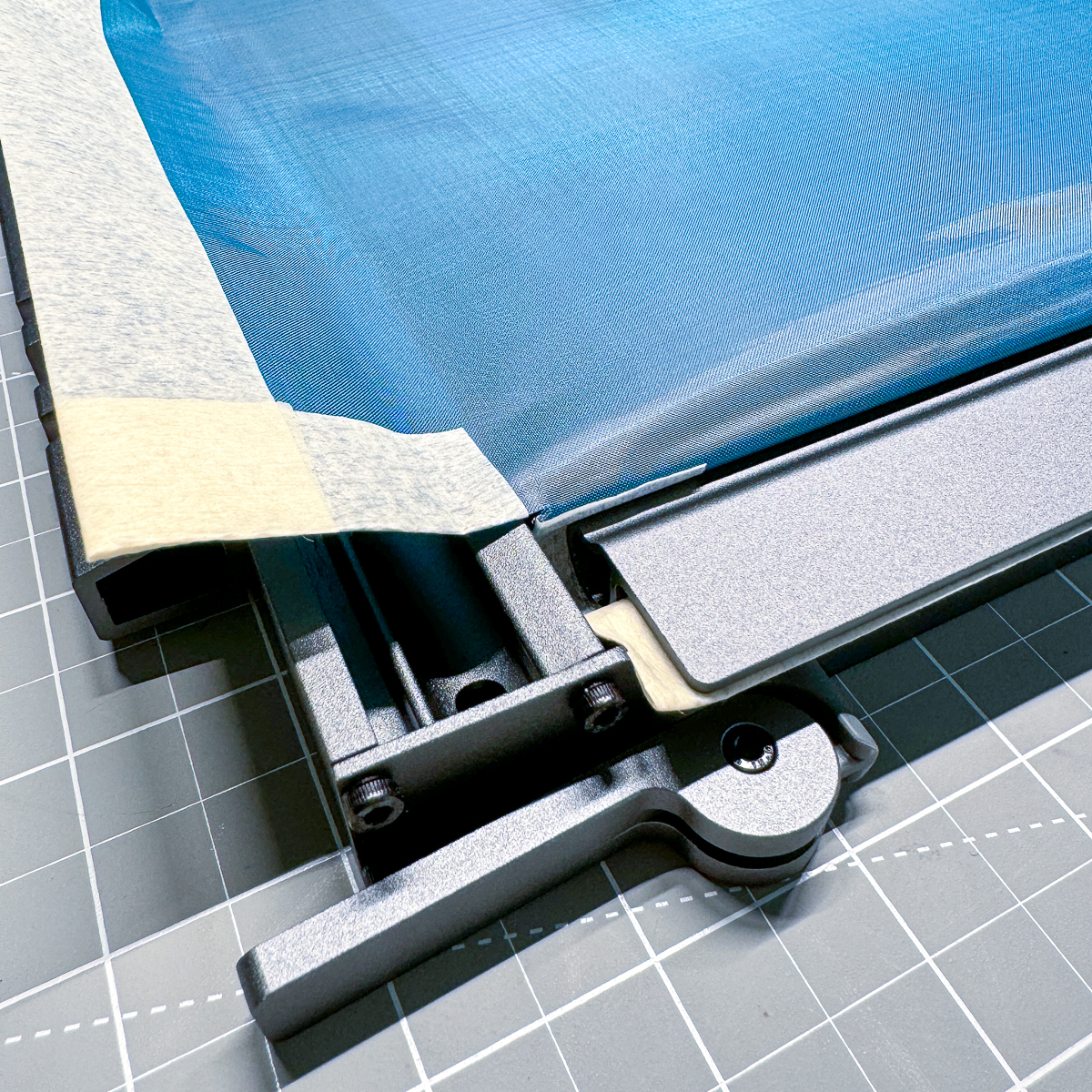 screen printing frame with fixing pin down