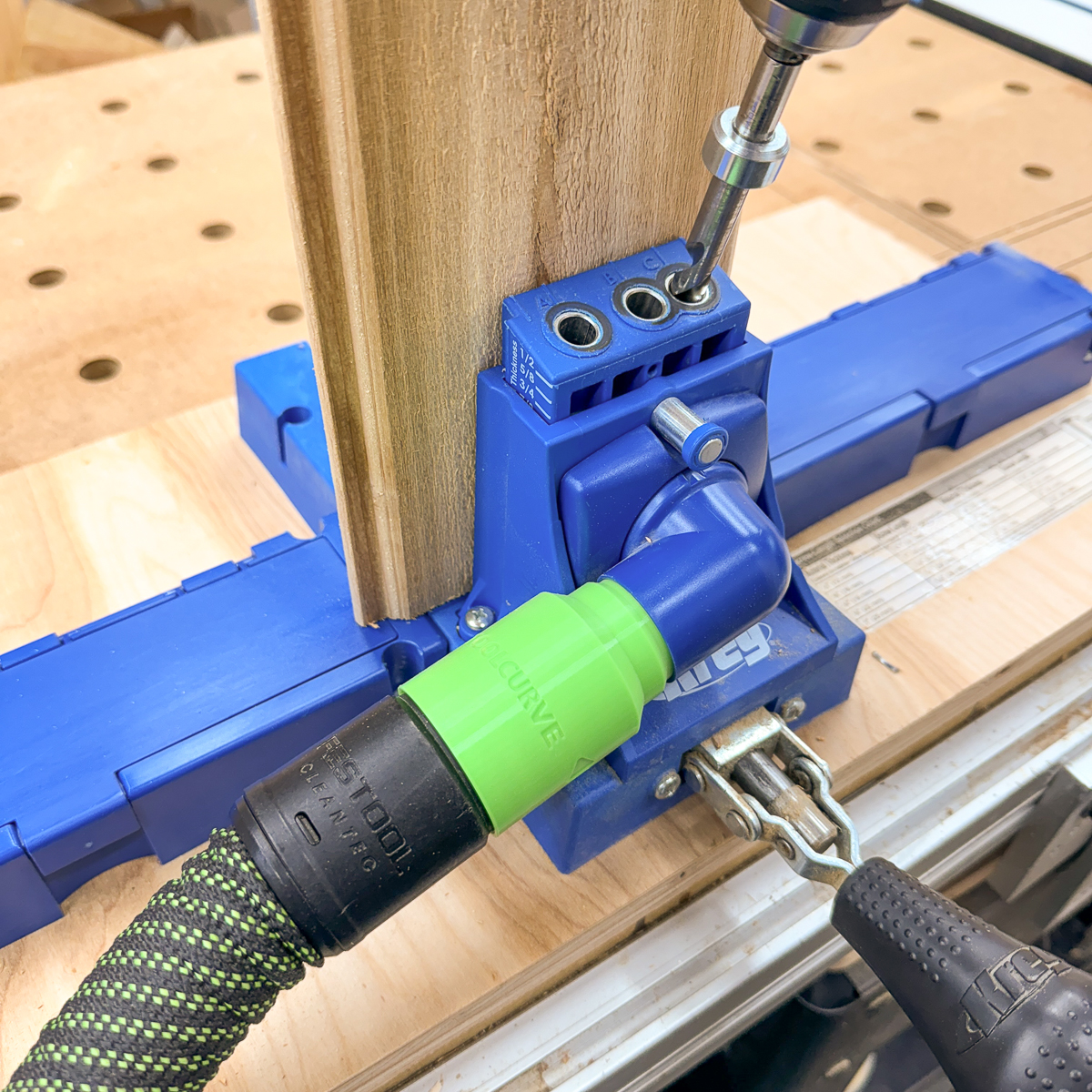drilling pocket holes in tongue and groove boards for shed door