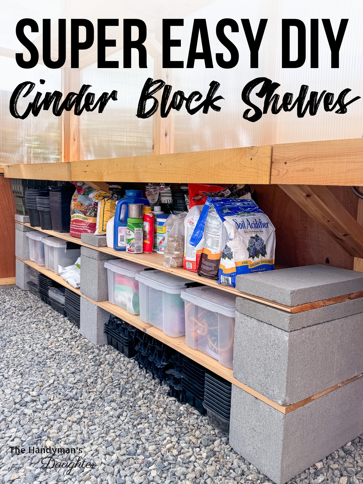 super easy DIY cinder block shelves