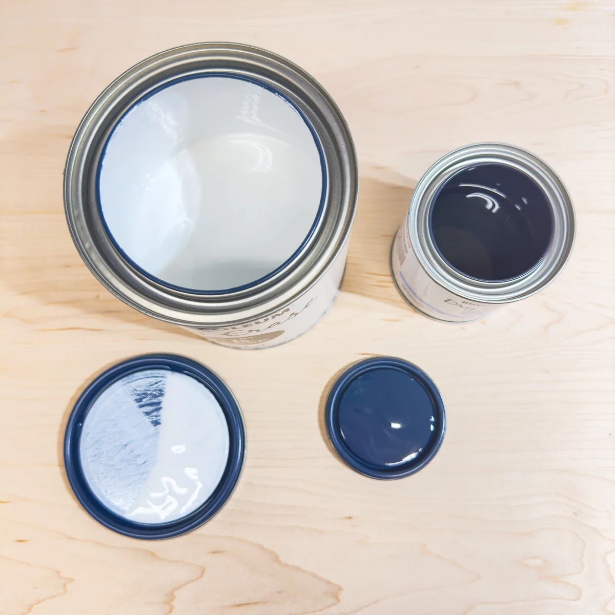 dry erase paint cans open and ready for mixing