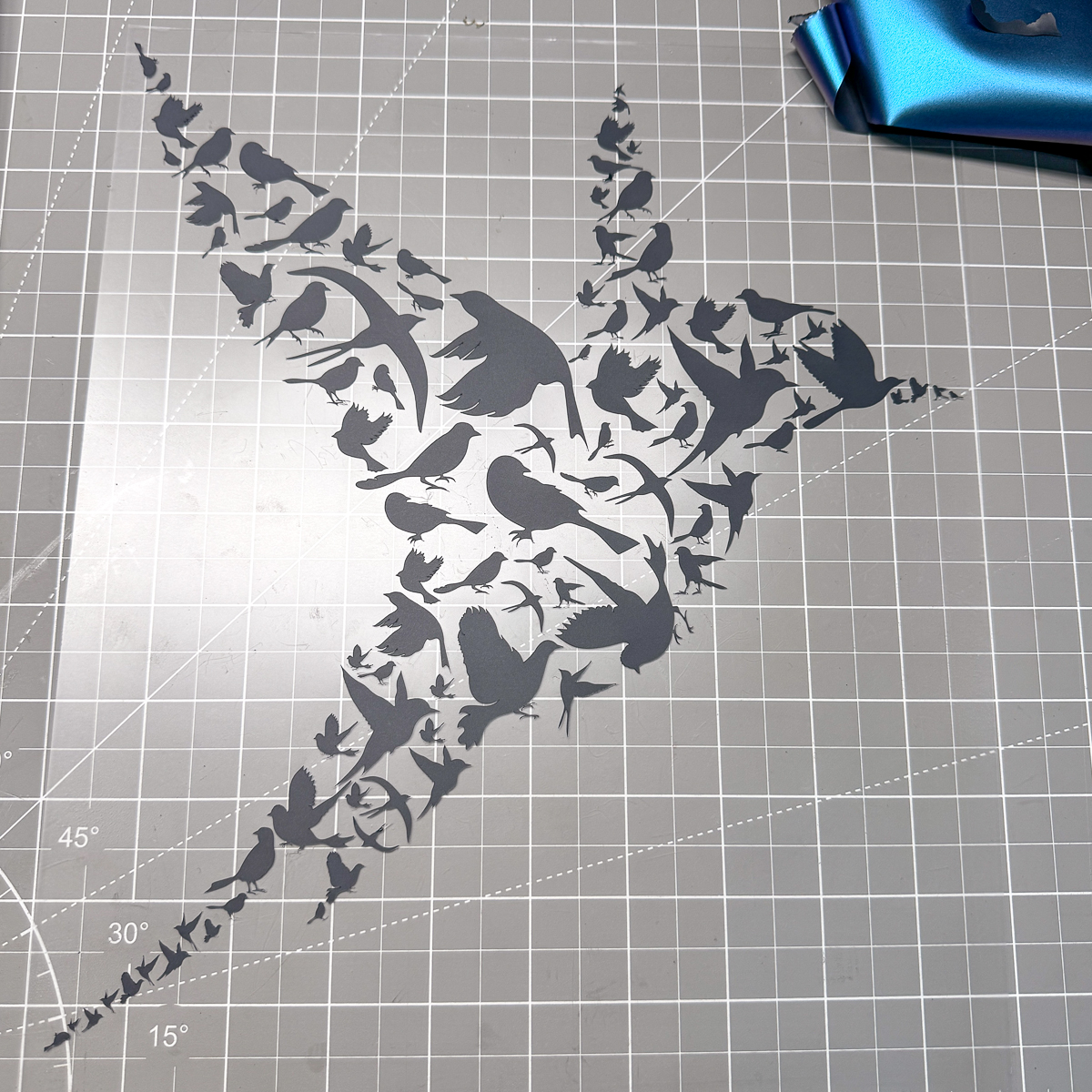 heat transfer vinyl cut into the shape of a bird