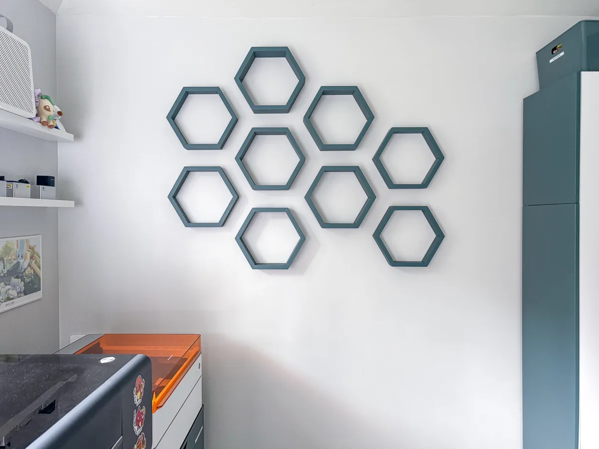 hexagon shelves on wall