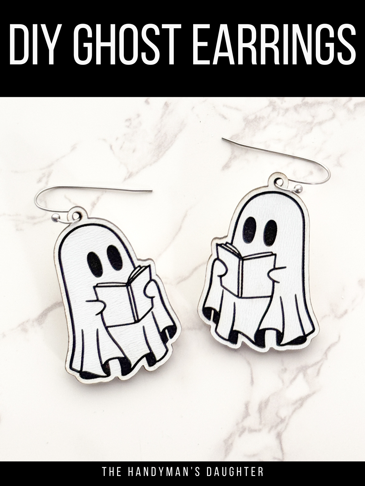 DIY ghost earrings cut and engraved with a laser