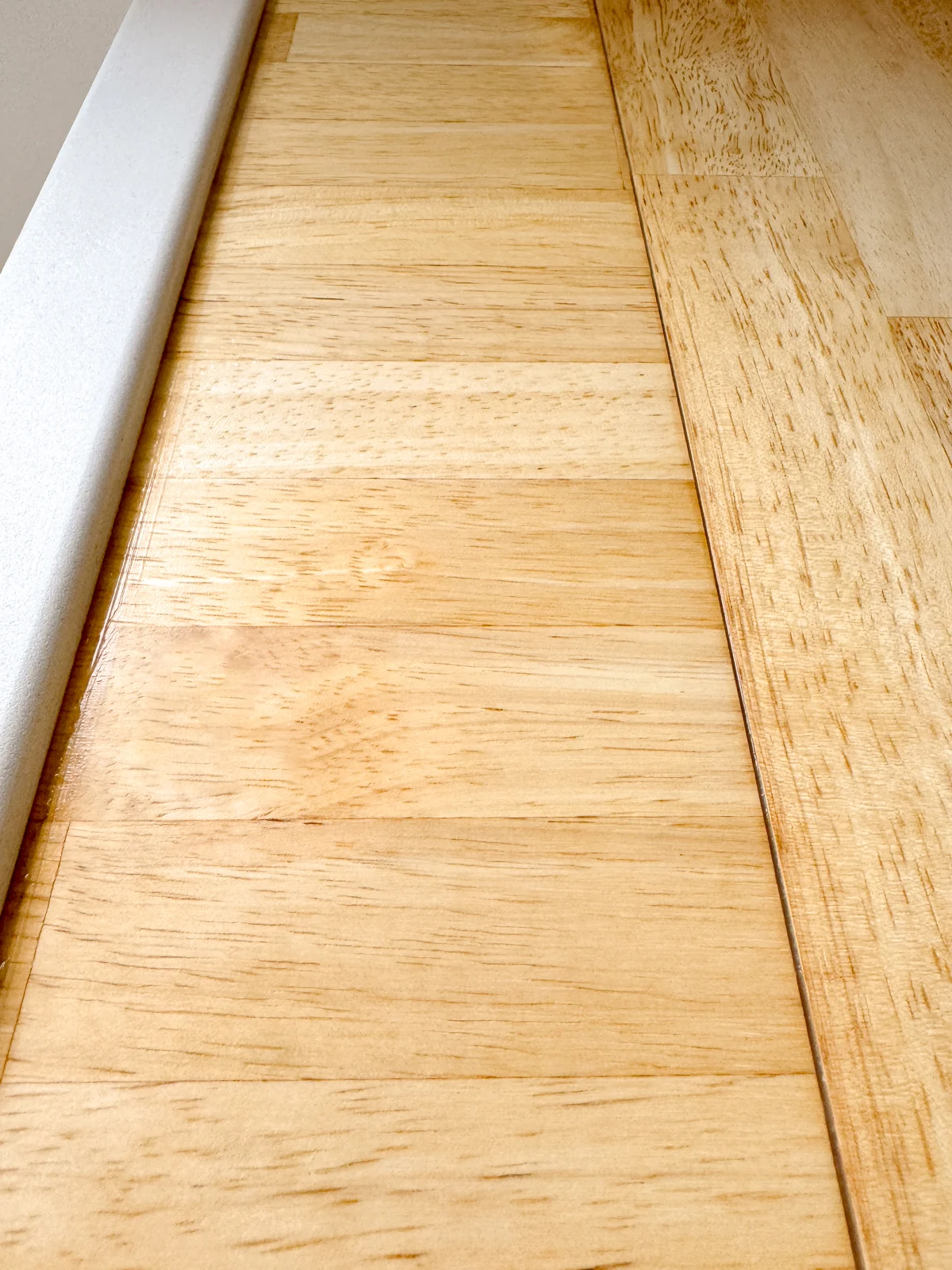 butcher block countertop with black ring stain removed