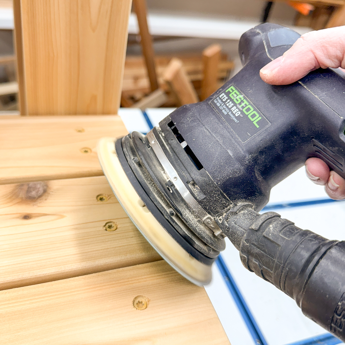 sanding sharp corners on hot tub stairs